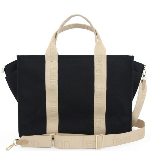 Maxi Canvas – Black – Gold Zip – Toffee Handle