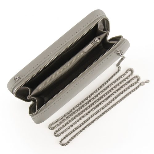 Wallets – Grey – Silver Zip – Silver Chain - Image 3