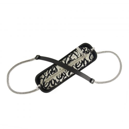 Classic Collection – Black – Pattern 48 Inner – Silver Zip – Black/Silver Chain Handle - Image 4