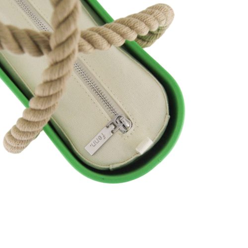 Petite – Apple – Beige Inner – Silver Zip – Rope Handle - Image 3