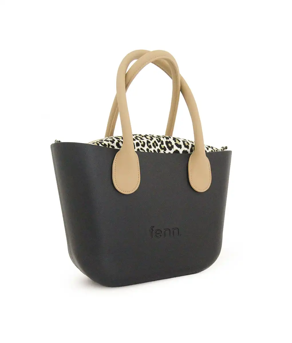 PETITE COLLECTION – BLACK – pattern10 inner – gold zip – light tan handle - Image 2