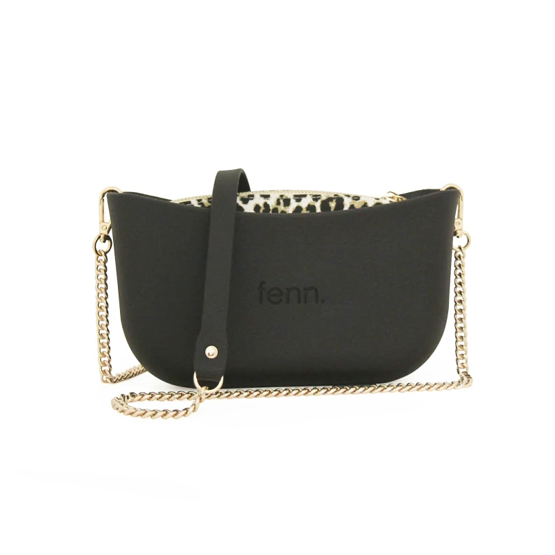 CLASSIC COLLECTION – BLACK – pattern 10 inner – gold zip – black / gold chain handle